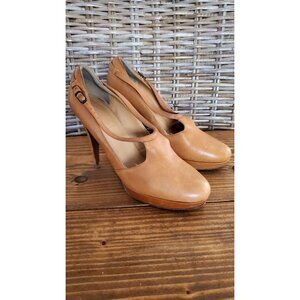 J Crew Tan Leather High Heels Adjustable Strap Stiletto Size 9.5